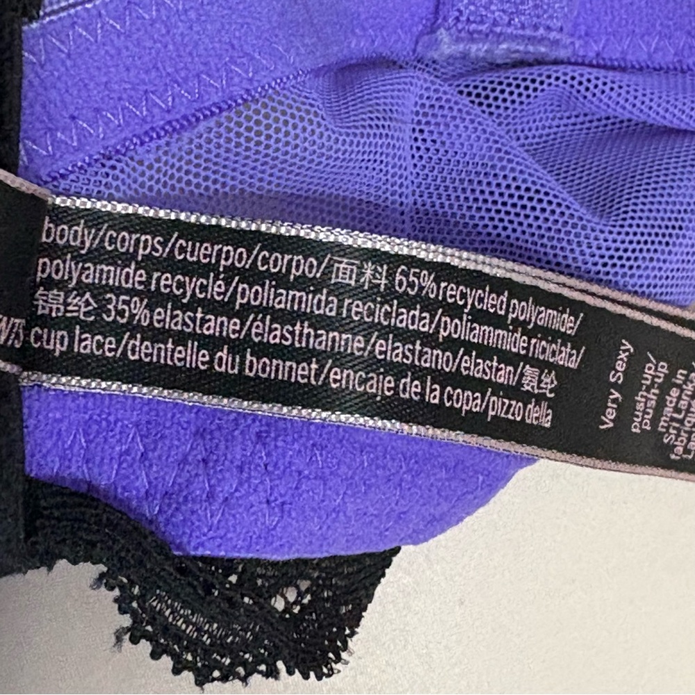Victoria's Secret Very Sexy Push-up Purple and Black Lace T-Shirt Bra 38DD EUC - Picture 6 of 8
